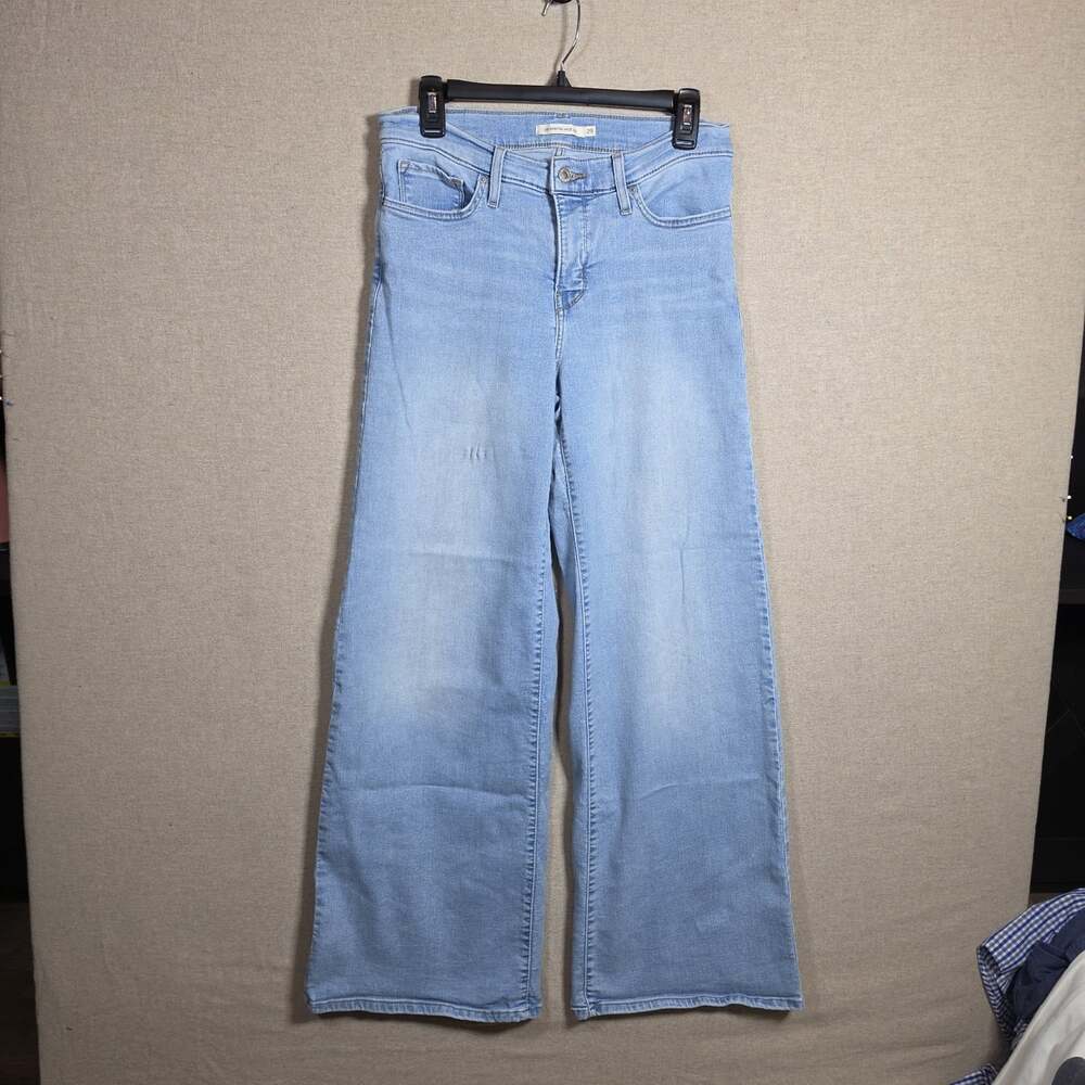 Levi's 318 Shaping Wide Leg Jeans Women 29 Light Wash High Rise Denim